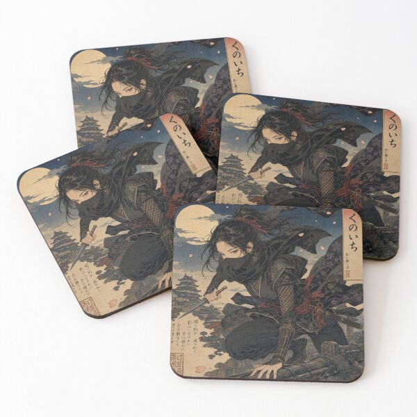 Item preview, Shadow of the Kunoichi - Moonlight Ninja Assassin Ukiyo-e Art designed and sold by whiteblackcat.
