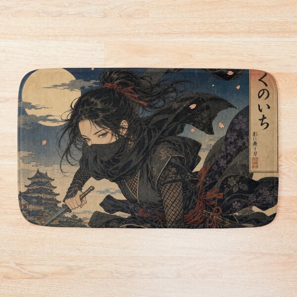 Item preview, Shadow of the Kunoichi - Moonlight Ninja Assassin Ukiyo-e Art designed and sold by whiteblackcat.