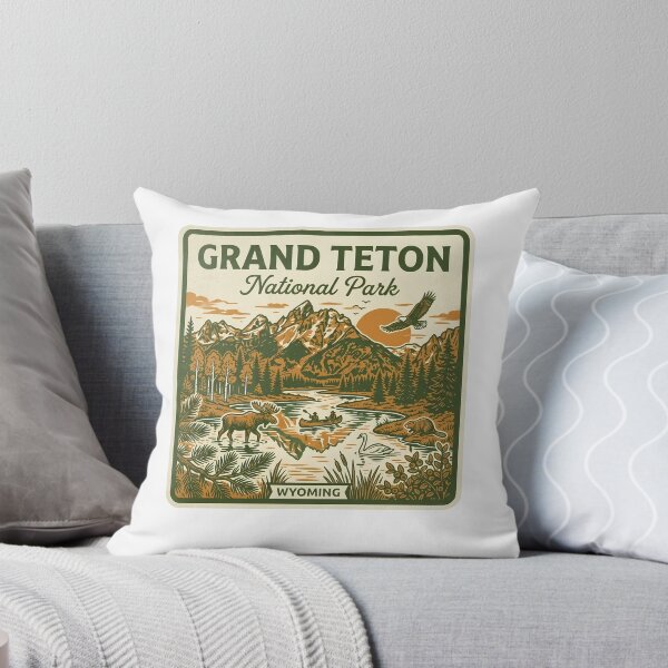 Item preview, Grand Teton National Park Wyoming Vintage Mountain Moose Canoe Badge designed and sold by LittleArij.