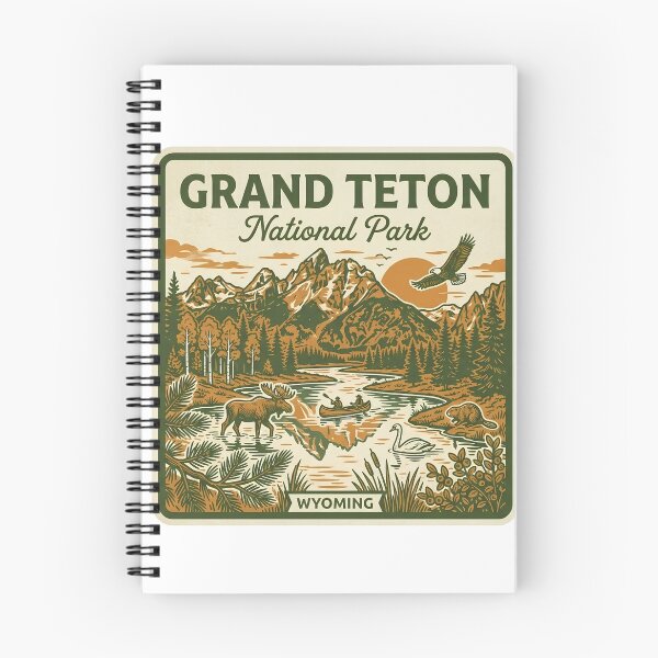 Item preview, Grand Teton National Park Wyoming Vintage Mountain Moose Canoe Badge designed and sold by LittleArij.