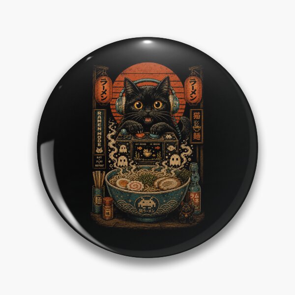 Item preview, Retro Ramen Gamer Cat – Arcade Noodle Night designed and sold by WILLIAMS-BR.