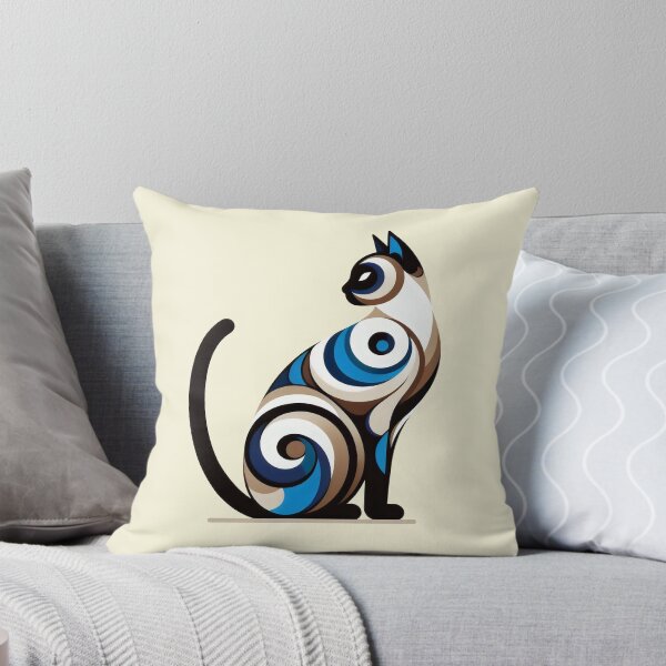 Item preview, Abstract Siamese Cat Art – Modern Blue Swirl Feline Design designed and sold by Lyssarien.