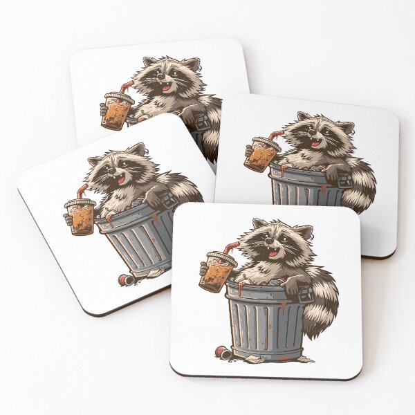 Artikelvorschau, intage Trash Panda mit Eiskaffee - Lustiger Waschbär entworfen und verkauft von Artdavesalzburg.
