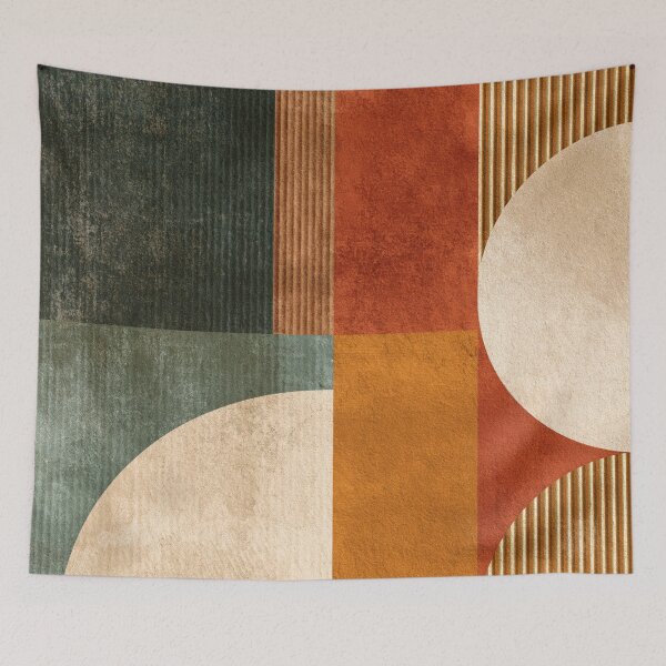 Item preview, Mid-Century Modern Abstract Circle - Two Tone Earthy - Terracotta Geometric Retro Art designed and sold by GrinGalore.