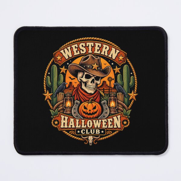 Item preview, Western Halloween Club Cowboy Skull Pumpkin Vintage Halloween designed and sold by afr-saad.