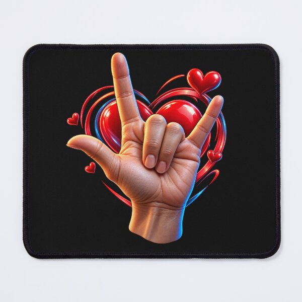 Item preview, I Love You ASL Hand Sign with Red Heart designed and sold by Surviving Monday Club.