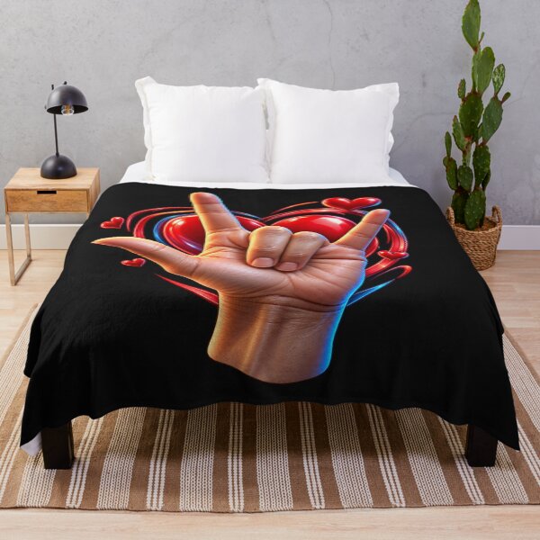 Item preview, I Love You ASL Hand Sign with Red Heart designed and sold by Surviving Monday Club.