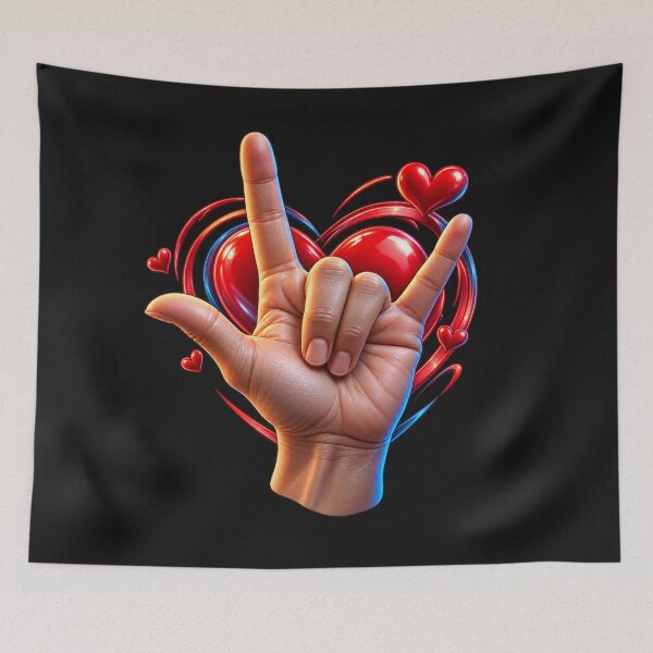 Item preview,  I Love You ASL Hand Sign with Red Heart designed and sold by Surviving Monday Club.