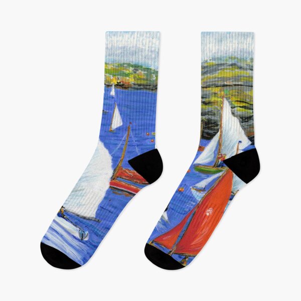 Item preview, Sailing Boats in Porth Diana, Trearddur Bay, Ynys Môn Anglesey in August designed and sold by LymphomaLass.