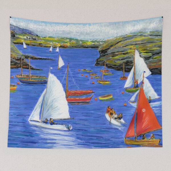 Item preview, Sailing Boats in Porth Diana, Trearddur Bay, Ynys Môn Anglesey in August designed and sold by LymphomaLass.