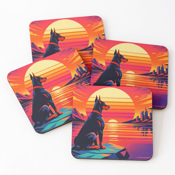 Item preview, Surreal Doberman Futuristic Sunset Cityscape Illustration designed and sold by Dogandesighn.