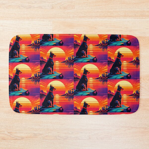 Item preview, Surreal Doberman Futuristic Sunset Cityscape Illustration designed and sold by Dogandesighn.