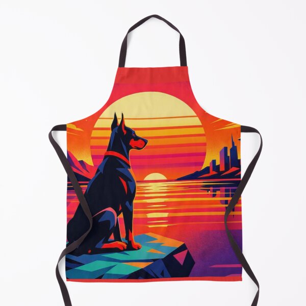 Item preview, Surreal Doberman Futuristic Sunset Cityscape Illustration designed and sold by Dogandesighn.