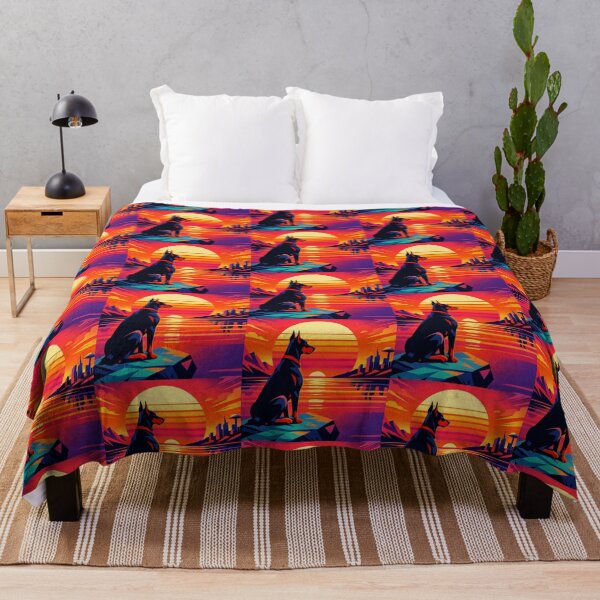 Item preview, Surreal Doberman Futuristic Sunset Cityscape Illustration designed and sold by Dogandesighn.
