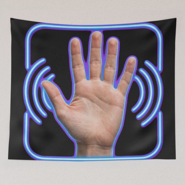 Item preview, Hello Sign Language Open Hand Neon Wave designed and sold by Surviving Monday Club.