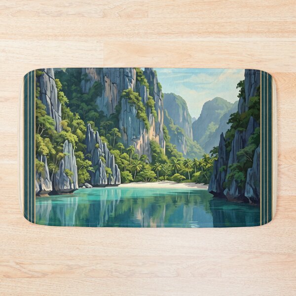 Item preview, El Nido Philippines Vintage Travel Art – Limestone Lagoons & Bacuit Bay designed and sold by Bomax121.