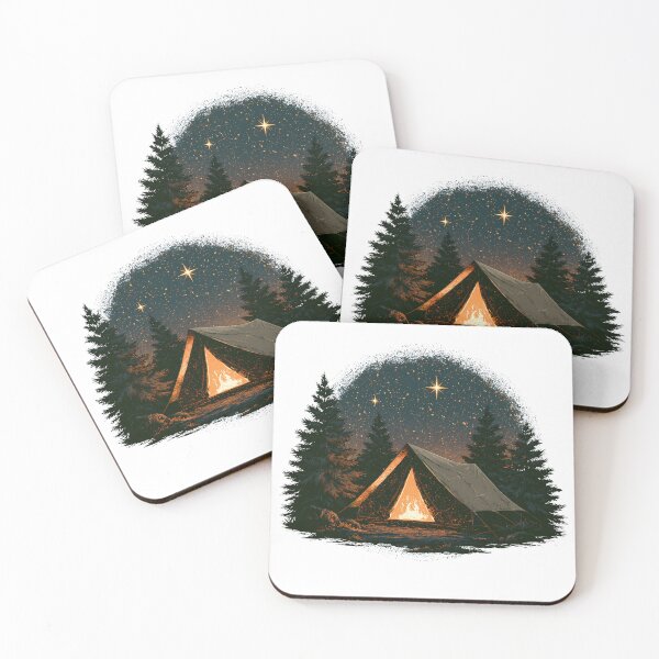 Item preview, Illuminated tent in a pine forest - Vintage starry sky camping designed and sold by Artdavesalzburg.