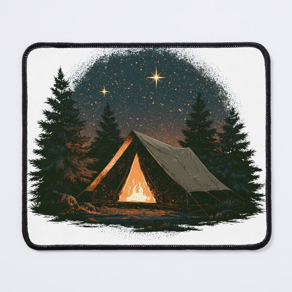 Item preview, Illuminated tent in a pine forest - Vintage starry sky camping designed and sold by Artdavesalzburg.