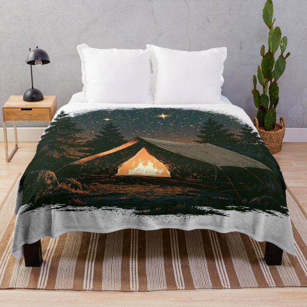 Item preview, Illuminated tent in a pine forest - Vintage starry sky camping designed and sold by Artdavesalzburg.