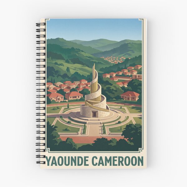 Item preview, Yaounde Cameroon Vintage Travel Art – Mont Febe & Tropical Cityscape designed and sold by Bomax121.