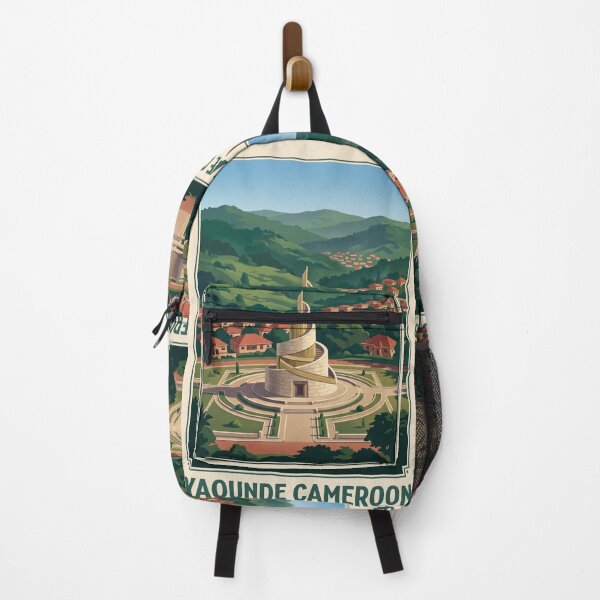 Item preview, Yaounde Cameroon Vintage Travel Art – Mont Febe & Tropical Cityscape designed and sold by Bomax121.