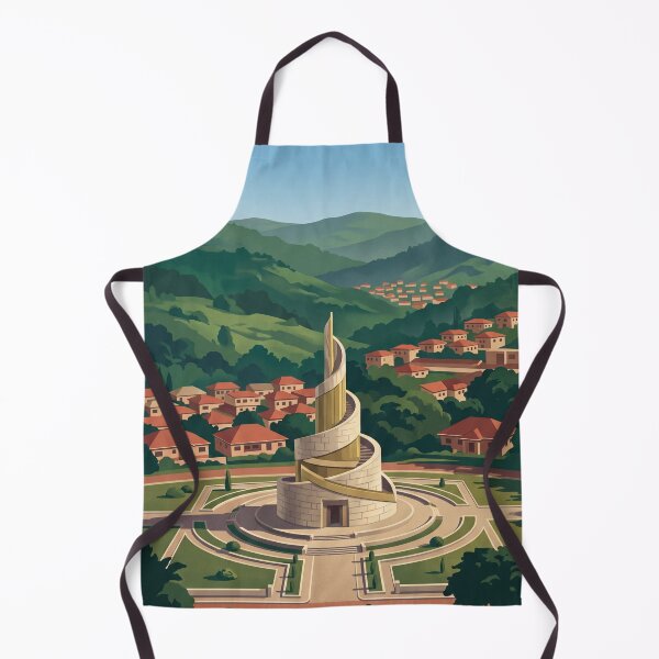 Item preview, Yaounde Cameroon Vintage Travel Art – Mont Febe & Tropical Cityscape designed and sold by Bomax121.