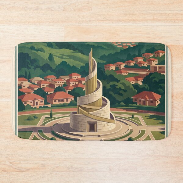 Item preview, Yaounde Cameroon Vintage Travel Art – Mont Febe & Tropical Cityscape designed and sold by Bomax121.