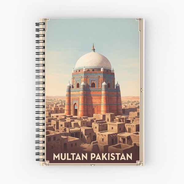Item preview, Multan Pakistan Vintage Travel Art – Shah Rukn-e-Alam Shrine & Blue Domes designed and sold by Bomax121.