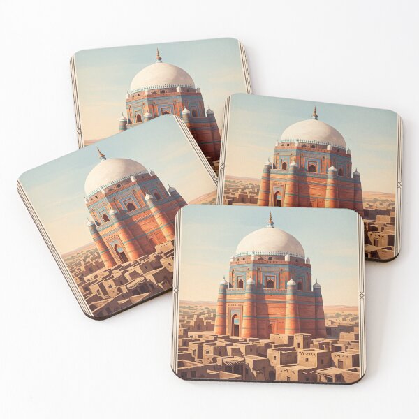 Item preview, Multan Pakistan Vintage Travel Art – Shah Rukn-e-Alam Shrine & Blue Domes designed and sold by Bomax121.