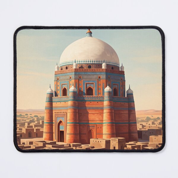 Item preview, Multan Pakistan Vintage Travel Art – Shah Rukn-e-Alam Shrine & Blue Domes designed and sold by Bomax121.