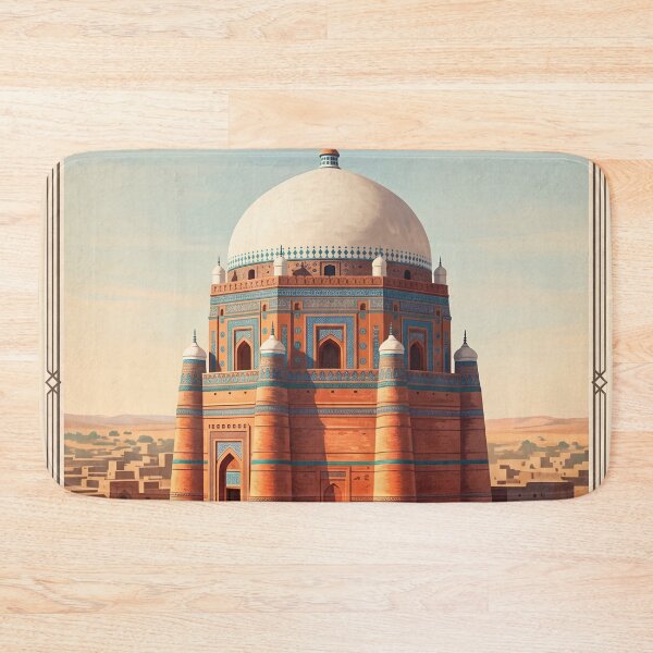 Item preview, Multan Pakistan Vintage Travel Art – Shah Rukn-e-Alam Shrine & Blue Domes designed and sold by Bomax121.