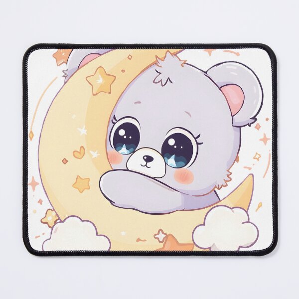 Item preview, Sleepy Kawaii Bear Hugging the Moon | Cute Dreamy Night Bear designed and sold by dreamz-world.