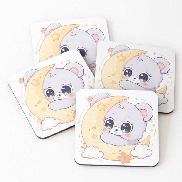 Item preview, Sleepy Kawaii Bear Hugging the Moon | Cute Dreamy Night Bear designed and sold by dreamz-world.