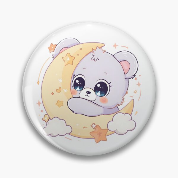 Item preview, Sleepy Kawaii Bear Hugging the Moon | Cute Dreamy Night Bear designed and sold by dreamz-world.