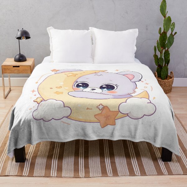 Item preview, Sleepy Kawaii Bear Hugging the Moon | Cute Dreamy Night Bear designed and sold by dreamz-world.