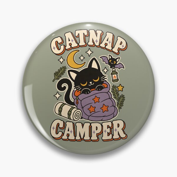 Item preview, Catnap Camper Retro Black Cat Camping designed and sold by  MAD's Recreation Studio.