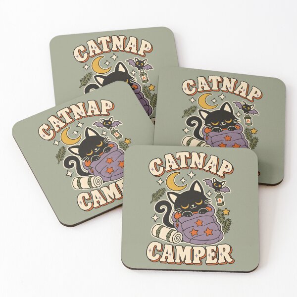 Item preview, Catnap Camper Retro Black Cat Camping designed and sold by  MAD's Recreation Studio.
