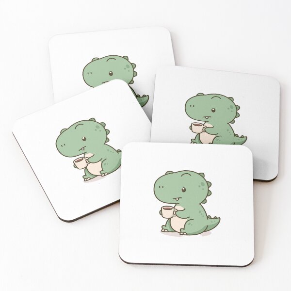 Item preview, Kawaii T-Rex with coffee - Cute dinosaur grump in the morning designed and sold by Artdavesalzburg.