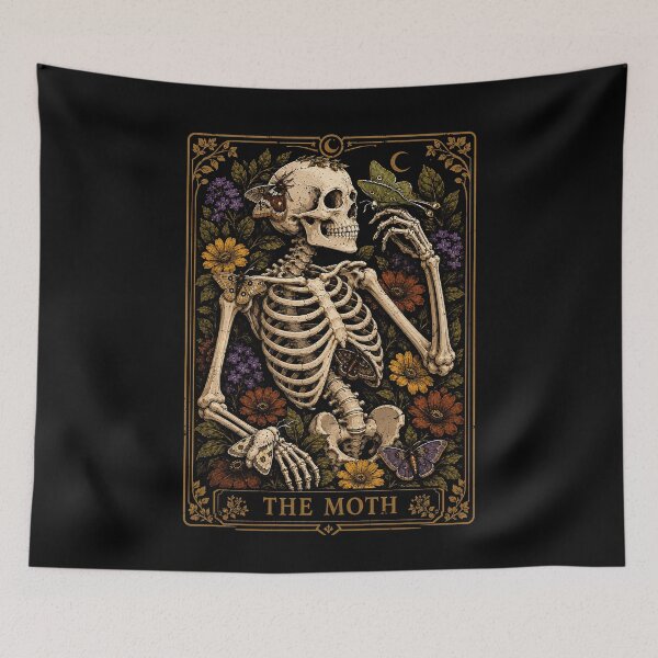 Item preview, Skeleton with Moths and Floral Accents Design Halloween designed and sold by rafaeltto.