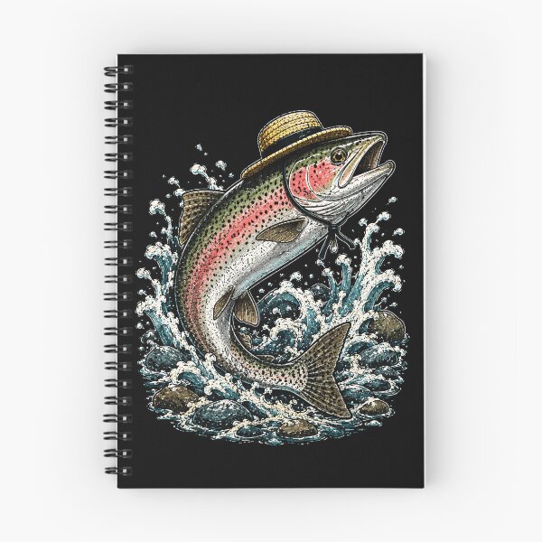 Item preview, Playful trout wearing a straw hat in dynamic splash designed and sold by rafaeltto.