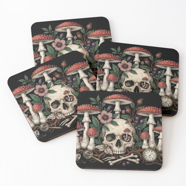 Item preview, Amanita Muscaria Dark Botanical Gothic Fungi Art designed and sold by The Wicked Herbarium.