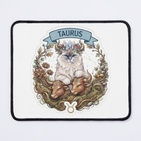 Item preview, Taurus Zodiac Cat with Crystal Horns and Bulls - Cute Astrological Kitty Design designed and sold by PetalsPaws.