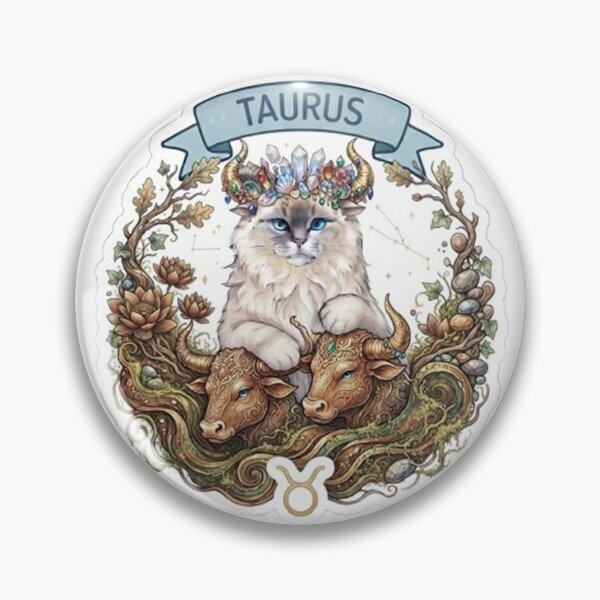 Item preview, Taurus Zodiac Cat with Crystal Horns and Bulls - Cute Astrological Kitty Design designed and sold by PetalsPaws.