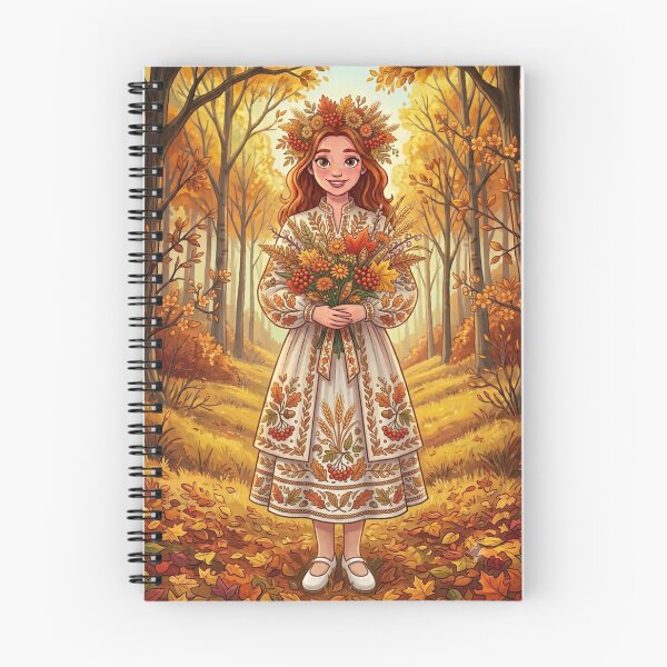 Item preview, Autumn Ukrainian Girl in Embroidered Dress with Wreath Art designed and sold by ElenMart.