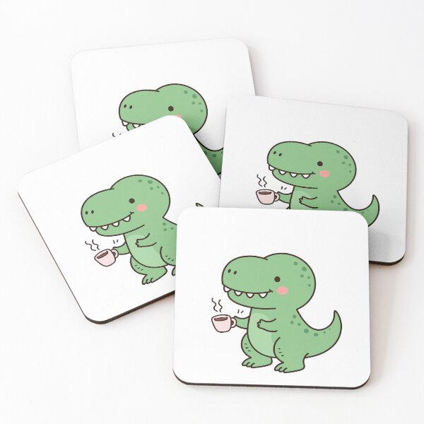 Item preview, Kawaii T-Rex with coffee - Cute dinosaur grump in the morning designed and sold by Artdavesalzburg.