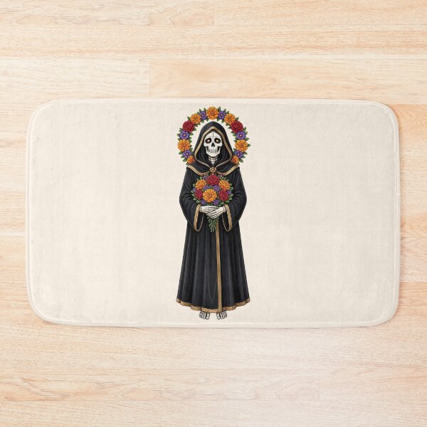 Item preview, Santa Muerte with Marigold and Rose Flowers designed and sold by SweetLilith.