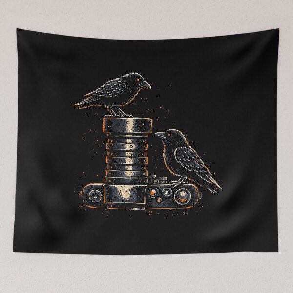 Item preview, Ravens perched on vintage film camera design designed and sold by rafaeltto.