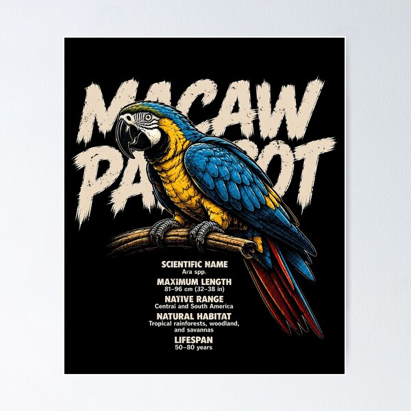Item preview, Vibrant macaw parrot illustration for nature lovers designed and sold by rafaeltto.
