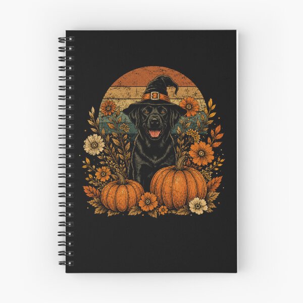 Item preview, Retro Halloween Black Labrador Witch Hat Pumpkin Garden designed and sold by Moizento.