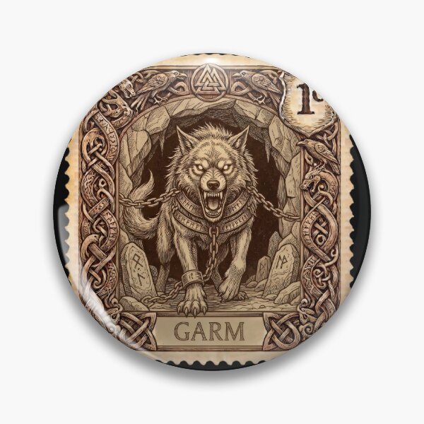 Item preview, Vintage Norse Garm Stamp - Viking Mythical Wolf Art designed and sold by JeanChiale.